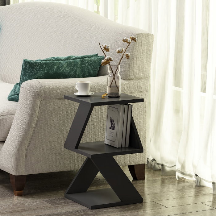 Hanah Home Mesa Auxiliar Antracita 30x50x30 cm Tablero Melamina Moderno Elegante